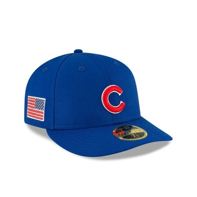 Blue Chicago Cubs Hat - New Era MLB Crystals from Swarovski Flag Low Profile 59FIFTY Fitted Caps USA2853491